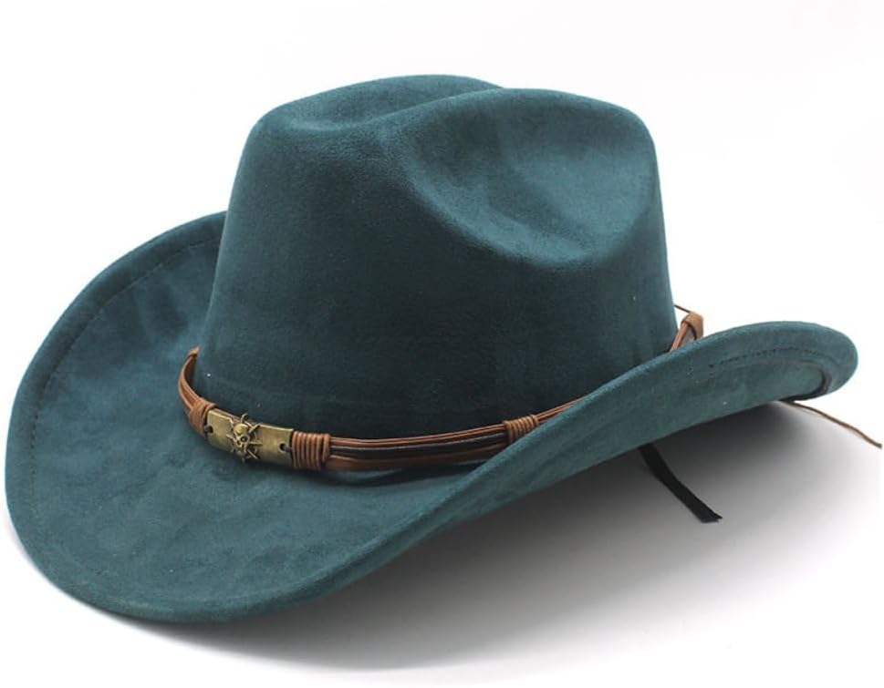 Western Cowboy Hat, Black, Faux Suede, Decorative Metal Concho Band, Wide Brim