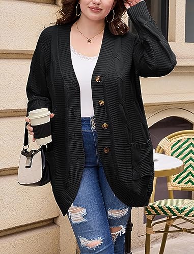 Hanna Nikole Women's Plus Size Oversized Cardigans Sweater Long Sleeve Open Front Knit Chunky Fall 2024 Sweater Outerwear3