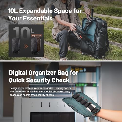 PGYTECH 2-in-1 Roller Camera Backpack, DSLR/SLR/Mirrorless Bag for Travel Photographers, Rolling Luggage with Tripod & Removable Modular & Rain Cover, Compatible with Canon, Nikon, Sony