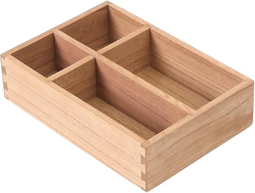 Coffee Station Organizer with 4 Compartments - Wood Coffee Bar Accessories Organizer for Countertop- Coffee Pod Holder Storage Basket for K Cup