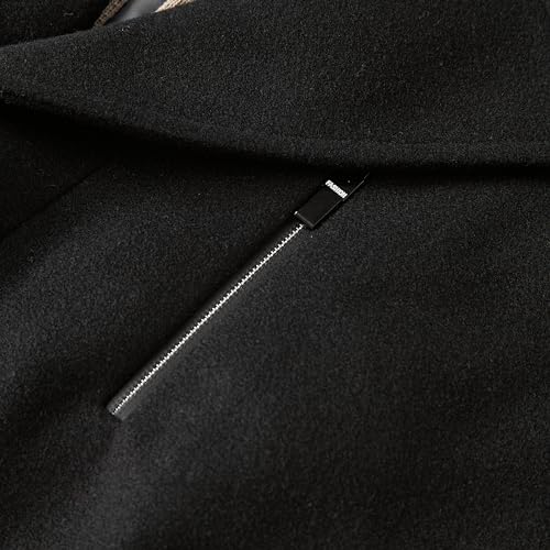 Image of WULFUL Men's Wool Blend Winter Coat Slim Fit Short Trenchcoat Warm Business Jacket with Detachable Soft Wool Scarf