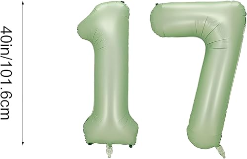 Miniatura 3 de YFHVJTKO Globos de papel de aluminio de 40 pulgadas con el número 17, decoraciones para fiesta de cumpleaños número 17, boda, despedida de soltera,