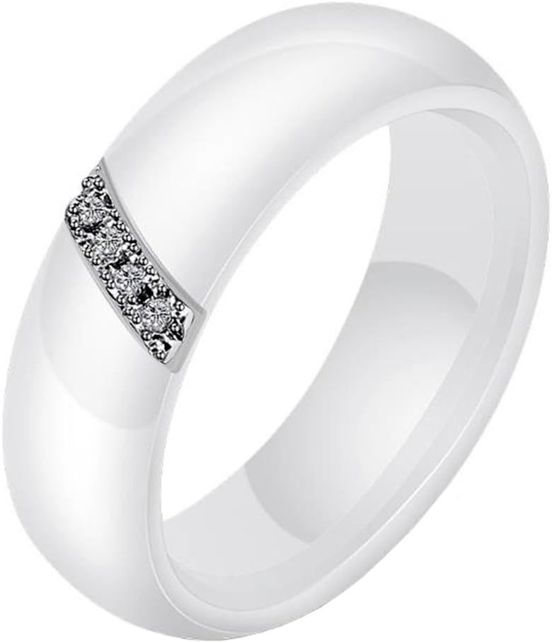 HIJONESCeramic Women's Ring with Cubic Zirconia