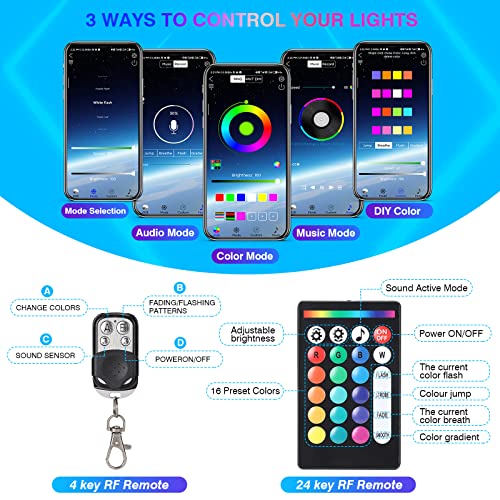 Image of 14PCS Motorcycle RGB LED Light Kit with Brake Turn Signal, Underglow Lights with APP /RF Remote,Neon Accent Light MultiColor Dual Zone Waterproof 12V for Sport Bike, Cruiser, Street&Off-Road Motorcycle