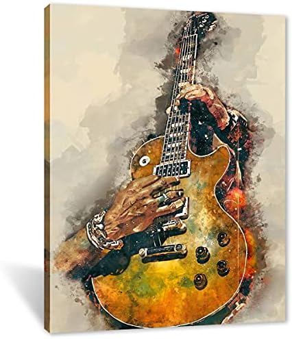 CCN IXMAH Vintage Style Guitar Art Wall Decor Poster On Concert House Bar Guitar Art Minimalist Art Wall Decorkitchen, Yellow, 16X24inch-Unframed