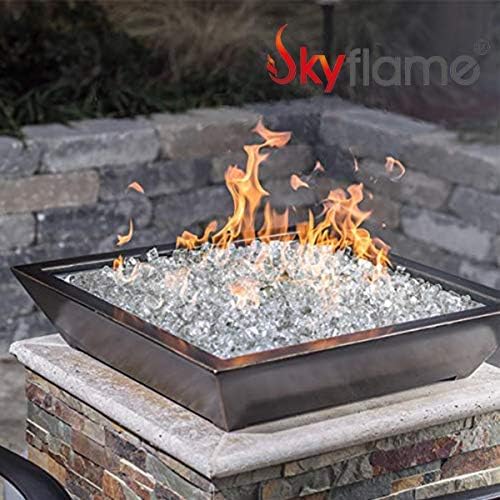 Miniatura 4 de Skyflame 4.53 kg de vidrio resistente al fuego, de 1.27 cm, de brillo intenso para paisajismo de chimenea, lugar para fogatas, Platino reflectante