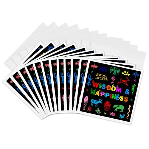 Cartes de vœux amérindiennes 3dRose | Lot de 12 cartes de correspondance carrées 15,2 cm