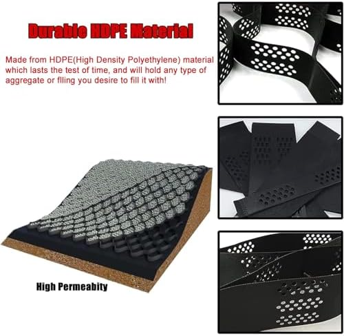 Hillside Erosion Control Grid - Soil Reinforcement Mesh for Wet Clay, Pea Gravel Stabilizer, Durable Ground Support, Easy to Cut and Install, Ideal for Slopes