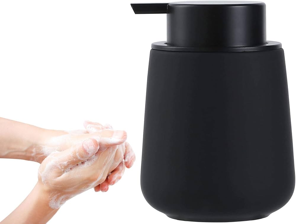 Excefore Soap Dispenser, Black Ceramic Dish Soap Dispenser