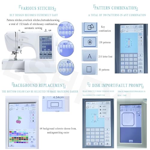 Máquina de coser y bordar computarizada con 210 letras integradas y 30 bordes de patrón para una fácil decoración del hogar y costura de ropa