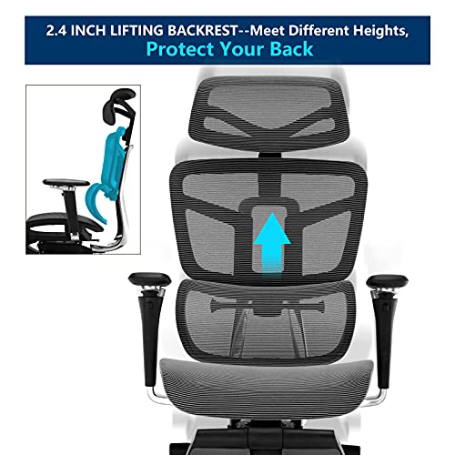 Samofu Ergonomic Office Chair With Foot Rest, High Back Desk Chair With 3D Adjustable Backrest, Mesh Computer Chair With 5D Armrest And Breathable Mesh Seat For Relaxation, 5 Years Warranty #TOP1