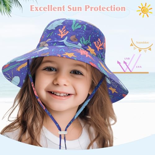 American Trends Kids Sun Hat Toddler Wide Brim & Adjustable UPF 50+ Sun Protection Hat for Boys Girls 6 Months-8 Years4