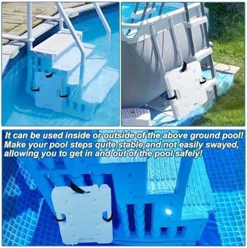 2 Pack Swimming Pool Ladder Weights for Above Ground Pools, Plastic Pool Step Weights Removable Stair Weights Anchor Container Sand Bag with 8 Hook and Loop Straps Hold 52lbs for Easy Step System — view 5