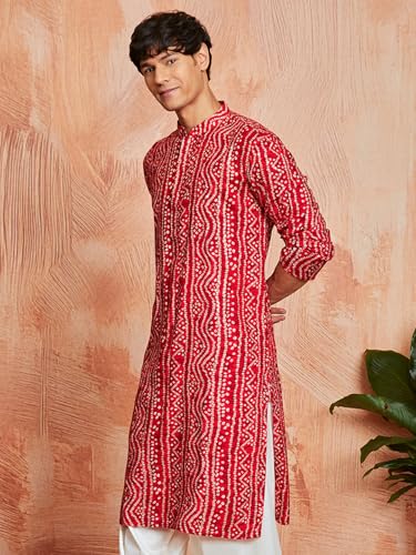 Image of VASTRAMAY Men's Bandhani Rayon Kurta