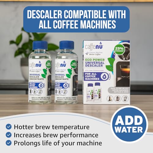 Universal Coffee Machine Descaler Kit 400ml Compatible with Nespresso, Dolce Gusto, Melitta and Gaggia. Removes Limescale and Provides Hotter Coffee. 4 Uses