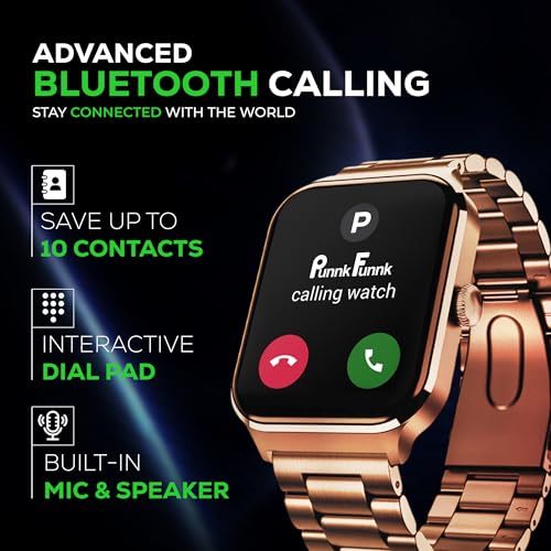 Image of PunnkFunnk Nexoro 2.01 inch Smartwatch for Men & Women Bluetooth Call, Heart Rate, SpO2, Sleep & 100+ Sports Modes, IP68 Waterproof, Compatible with Android & iPhone (Metal Gold)