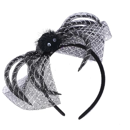 HOXIEYA Halloween Headband Spider Web Headbands - Cute Spider with Mesh Design Hairband Halloween Party Decorations - Black