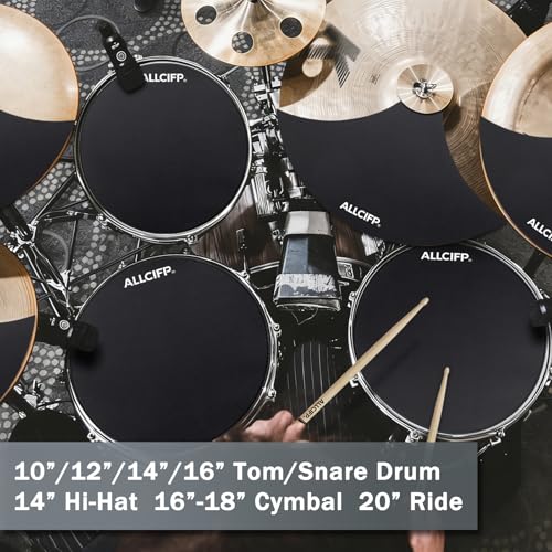 Drum Mute Pads, 14 Pieces Drum Silencer Pads Set with Drum Sound Dampeners and Cymbal Muffler Pads, by ALLCIFP