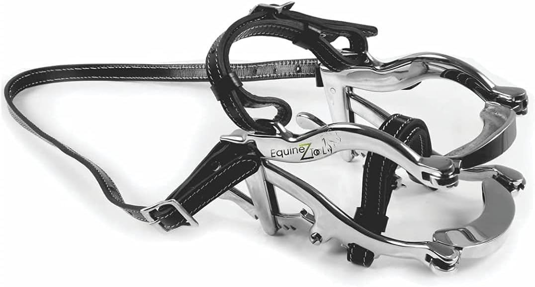 Equine Dental 4000 Speculum Horse Mouth Gag with Leather Straps and 4-Piece Professional Teeth Float Set – Stainless Steel Veterinary Dental Instruments Kit with Foamy Grip for Horses