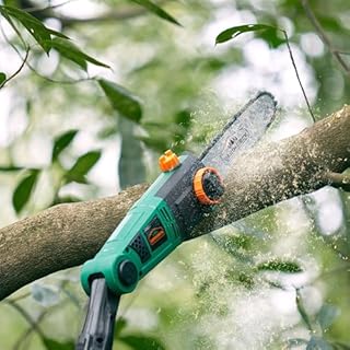 GARDEBRUK® Elagueuse sur perche électrique 750W poignée ergonomique lame 26cm télescopique coupe branche tronçonneuse sécateur scie arbre branches