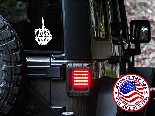 Sunset Graphics & Decals Skull Skeleton Bone Middle Finger Flipping Off Car Decal Sticker | Cars Trucks Vans Walls Laptop | White | 6 inch | SGD000069 - Thumbnail 3