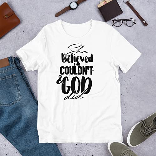 CRADLE PLUS PREGNANCY BABY & TODDLERS She Believed She Couldn't and GOD did T-Shirt (White, Extra-Large)