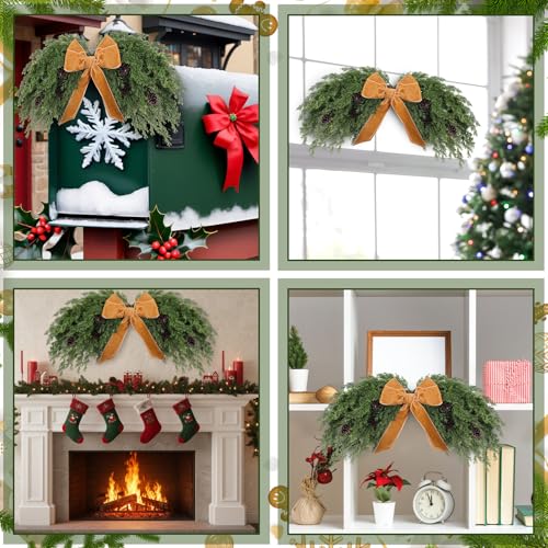 Suncalla 2 Pack 31.5" Christmas Swag Decoration, Cedar, Khaki by Suncalla - Used condition - Image 6