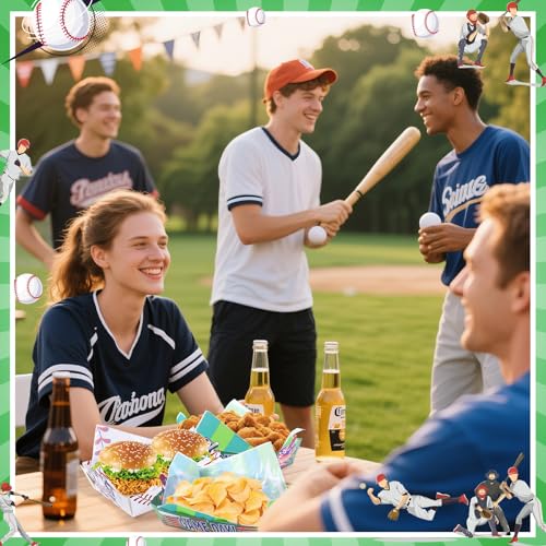 Bandejas de comida para fiesta de béisbol para servir snacks sin manchas de grasa en cumpleaños 5
