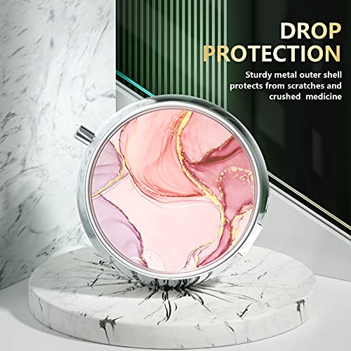 Nipichsha Pill Box, Small Pill Case For Purse & Pocket, Cute Medicine Organizer Travel Pillbox, Portable Pill Container Holder To Hold Vitamins, Medication, Fish Oil And Supplements, Pink Marble #TOP3