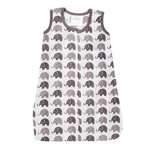 Bacati Elephants Unisex Sleeping Bag/Wearable Blanket Made with 100 Percent Breathable Muslin Fabric, Grey, Small
