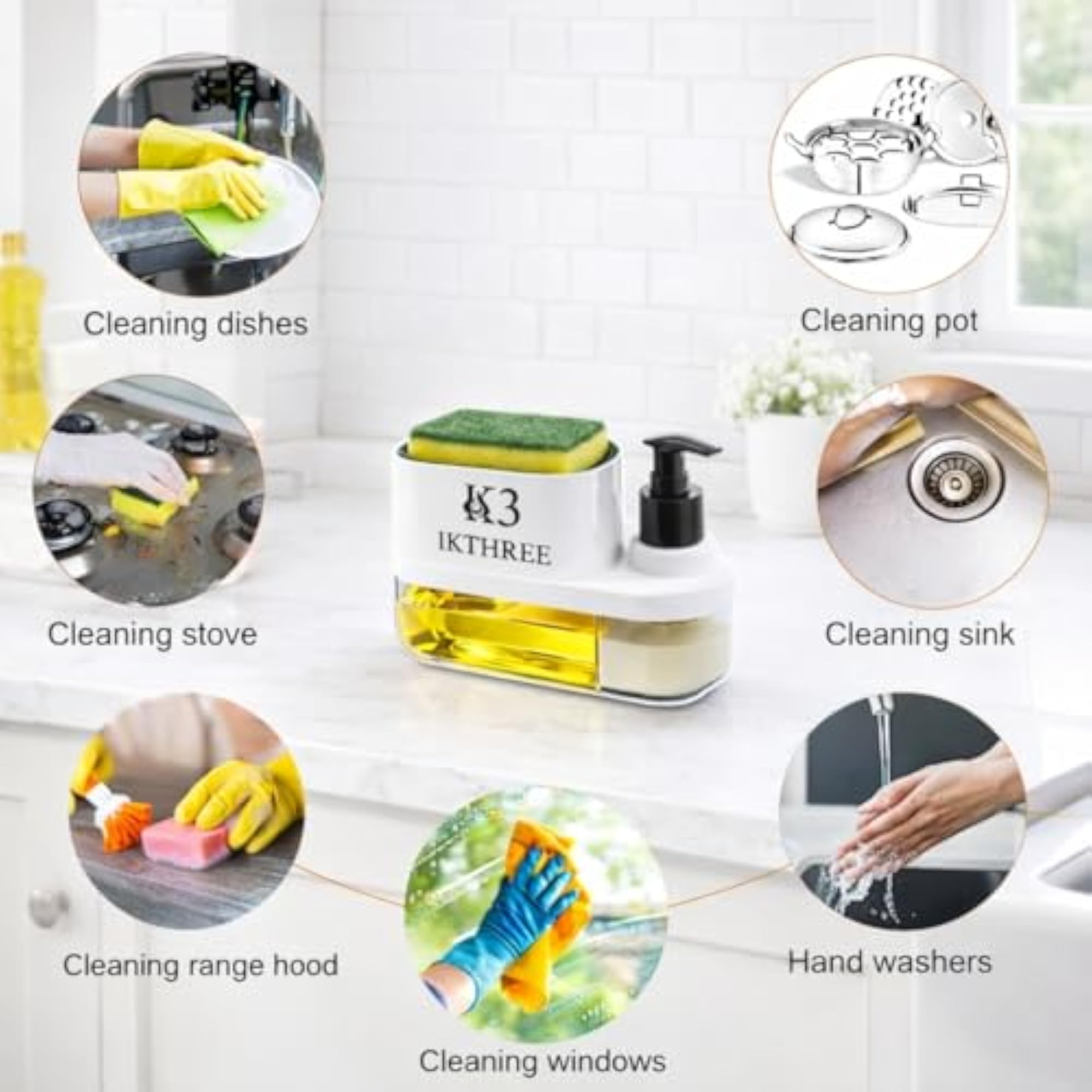 3-in-1 Kitchen Sink Organizer with Soap Dispenser, Green
