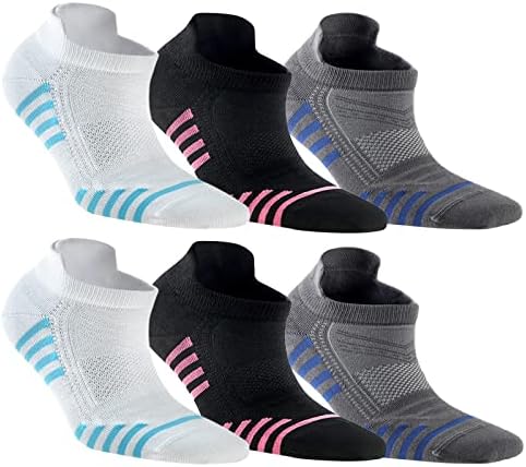 Women 's BAMBOO Thin Breathable Athletic Performance Ankle Socks, Low Cut Comfort Design Absorbent Socks, 6 Pairs, Size 6-9 (6-9, Mix)