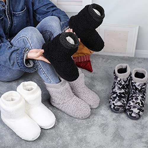 MIXIN Women's Comfort Warm Faux Fleece Fuzzy Ankle Bootie Slippers Plush Lining Slip-on House Shoes Anti-Slip Sole Indoor/Outdoor2