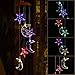 STORMSHOPPING LED Solar Moon and Star Wind Chime, Changing Color Waterproof Six Hanging Lights Wind Chimes Solar Mobile for Home Party Night Garden Decoration