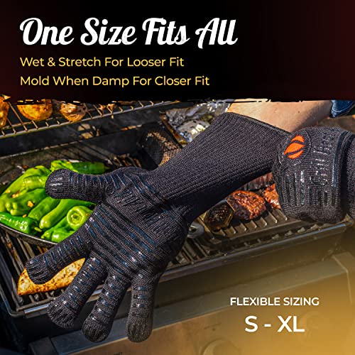 Heat Resistant Silicone Bbq Gloves - Fire Protection Up To 1472°F - Insulated Glove Set For Hot Barbecue, Grill, Smoker, Baking, Cooking, And Cutting - Indoor Or Outdoor Mitts Fit Men And Women #TOP6