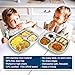 Korean Stainless Steel Divided Plates for Toddlers, Kids, Babies, Premium 304, Electro-Polished, No Black Residue, BPA-Free, 3-Compartment Plate, Food Tray for Camping, Balanced Meals, Set of 2