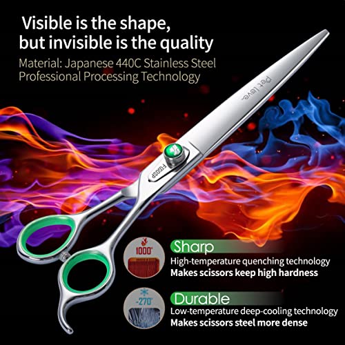 Fogosp 7'' Straight Dog Grooming Scissors Professional Grooming Shears For Dogs Cat Pet Japan 440C Stainless Steel Dog Cutting Scissors For Grooming Right Handed #TOP2