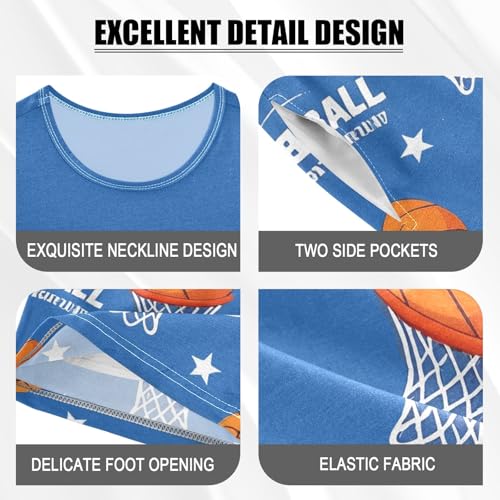 senya Basketball Star Hoop Summer Pajamas Set Short Cotton Sleepwear 2 Piece4