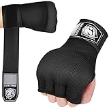 Boxhandbandagen unter Handschuhen, MMA Muay Thai Mitt, elastischer gepolsterter Handschutz Kampfsport Sparring Faustschutz, Boxhandschuhe mit langem Handgelenk, Schwarz