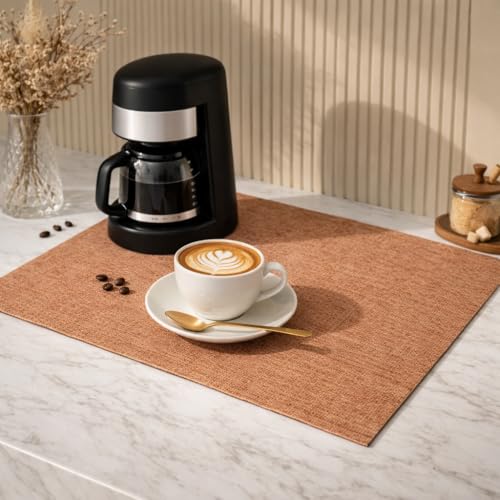 Urban Nest Coffee Mat Absorbent PU Mat Linen-Look Brown 30x50cm