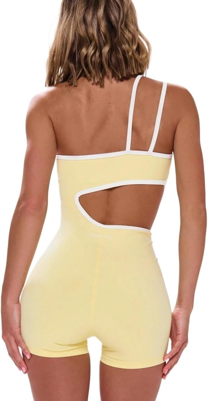 Rompers for Women Summer 2026 Sport Asymmetrical Neck Trim Cutout Workout Gym,Padel