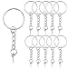 BronaGrand 50pcs 25mm Split Key Ring with Extend Chain and 12mm Screw Eye Pin for Craft Charm Making