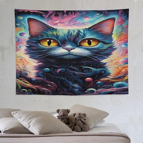 Tapisserie murale chat imprimee pour decorer la chambre ou le salon cosy