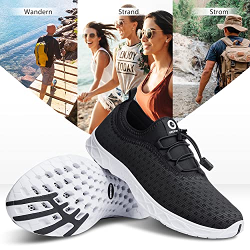 Seekway Mens Womens Water Shoes Quick Dry Barefoot Aqua Shoes Beach Walking Kayaking Boating Water Sports Ae001 Black White #TOP6
