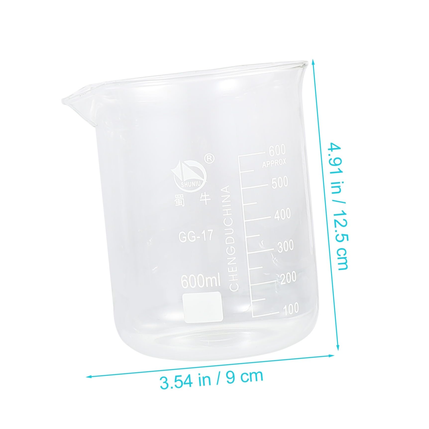 Vaso de Precipitados de Vidrio Transparente 5 Piezas para Laboratorio | Alta Resistencia al Calor, Uso Práctico, Fácil de Lavar, Formato Escala Visible