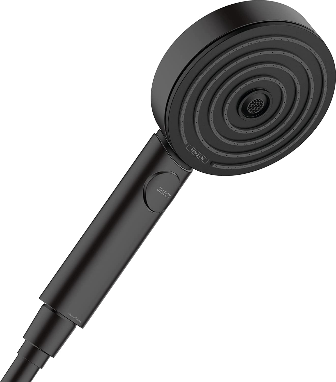 Hand Shower Pulsify Select S, Shower Head 105 mm with 3 Sprays (Relaxation) Incl. PowderRain, Matt Black, 24110670