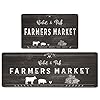 chiinvent Farmhouse Kitchen Rugs 2 Pieces Cow Rustic Farm Decor Anti-Fatigue Kitchen Mat Non-Slip Comfort Standing Kitchen Rugs and Mats Set for Kitchen Sink Office Laundry, 17.3x28+17.3x47 Black
