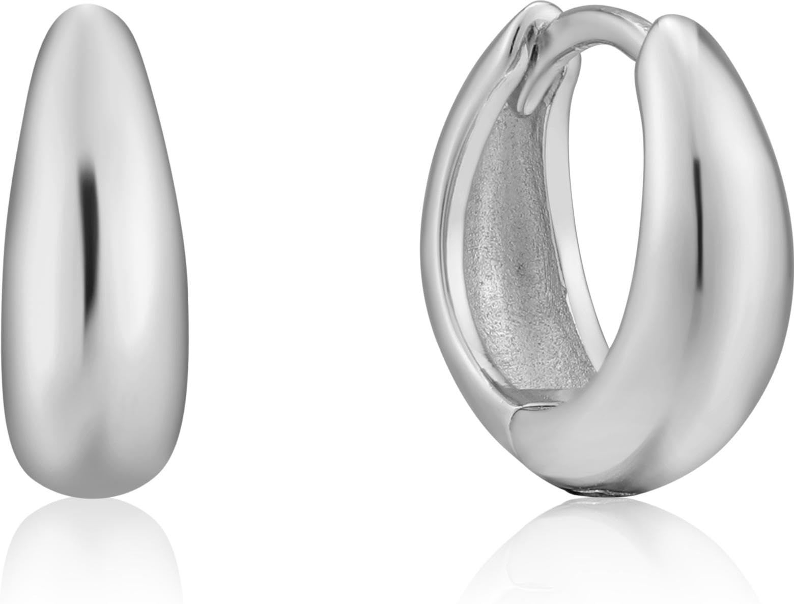 ANIA HAIE Damen Ohrstecker LUXE MINIMALISM Huggie Hoop aus 925 Sterling Silber, Länge 11mm, inkl. Geschenkverpackung