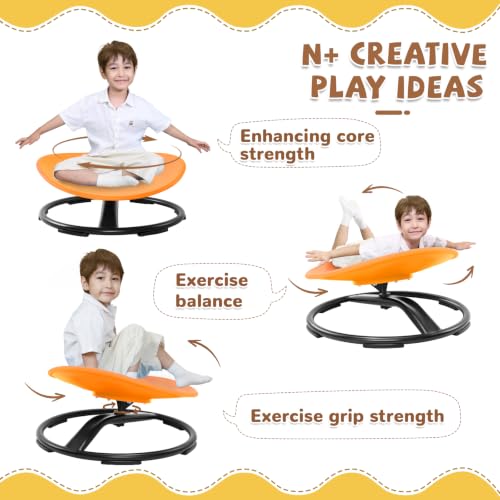 Image of Zhenx Spinning Chair for Autistic Kids (Ages 3-18) - 220lbs Capacity Sensory Swivel Seat - Sensory Toy for Teens with ADHD /Autism - Sit & Spin Calming Gift to Improve Focus & Body Balance (Orange)
