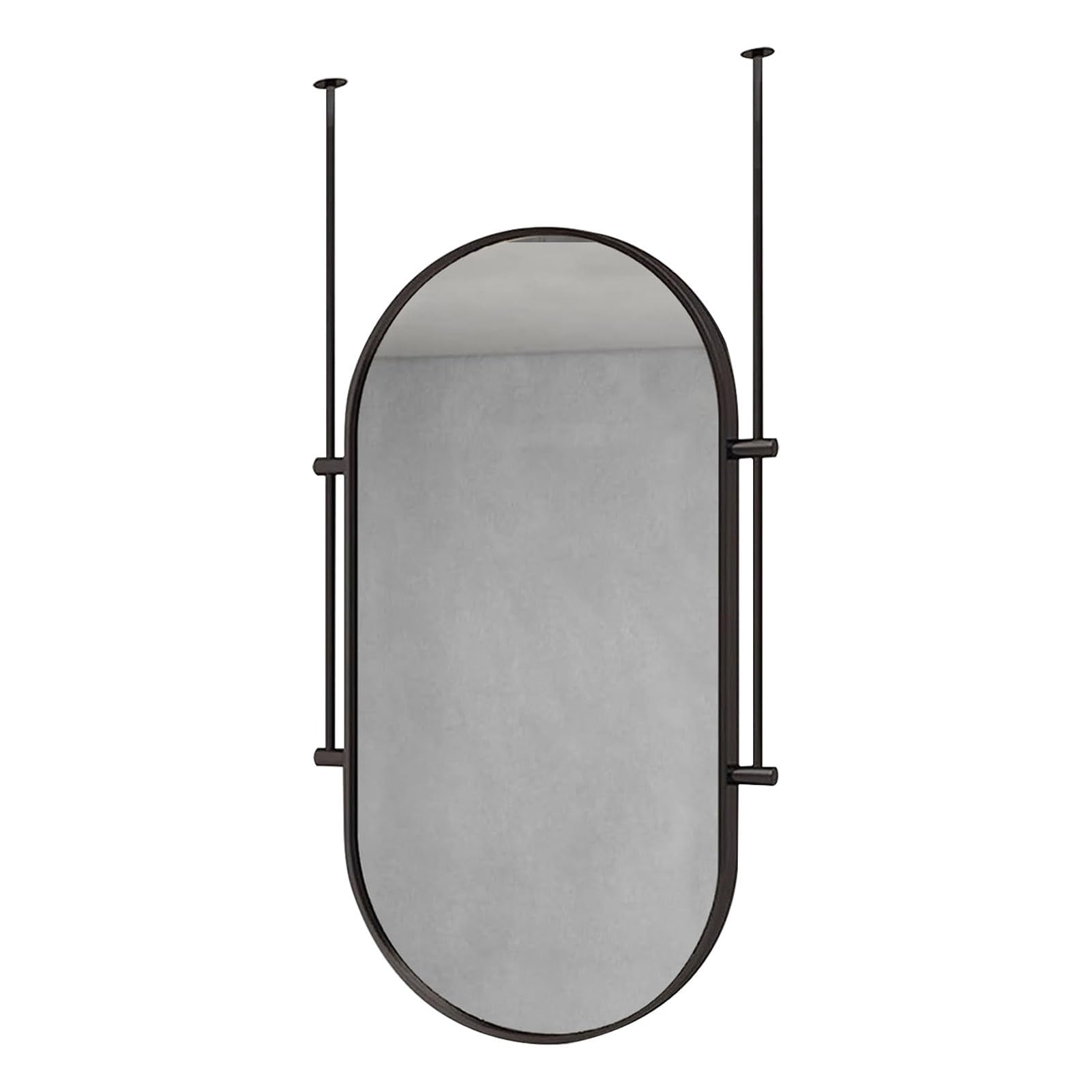 Gaommini Oval Wall Mirror with Gold Metal Frame and Ceiling Hanging Boom
